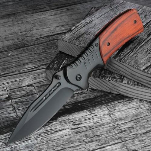 Wild Hunting Folding Knife Wood Handle Tactical Outdoor Survival High Hardness Short Knives Hiking Fishing Portable Pocket Knife