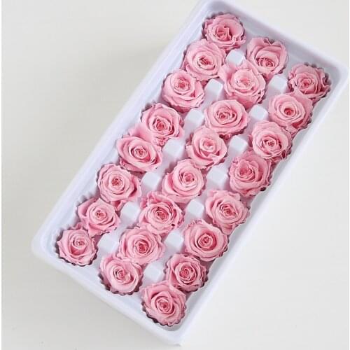 24pcs/box Preserved Flowers Rose Flower Immortal 2-3CM Diameter Mothers Day Gift Eternal Life Flower Material Gift Box Level B