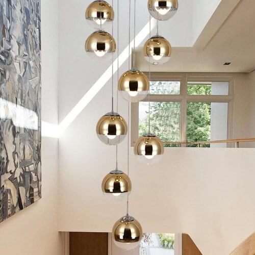Wonderland Modern Sliver Shade Gold Mirror Light E27 LED Pendant Lamp Modern Christmas Glass Ball Chandelier Lighting
