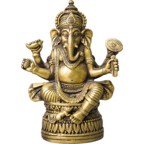 ELEPHANT BUDDHA STATUE BRASS GANESHA GANAPATI GANESH LORD GOD SCULPTURES TIBETAN BUDDHISM ART&CRAFT LIVING ROOM DECOR R36