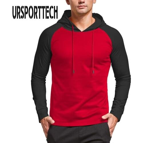 URSPORTTECH Patchwork Hoodies Men 2020 Spring Autumn Long Sleeve Bottom Shirt Male Hooded Sweatshirt Streetwear Pullover Hip Hop