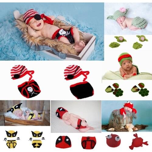 Crochet Knit Newborn Baby Costume Girls Boys Photography Props Accessories Infant Handmade Clothes Toddler Coming Home Outfits