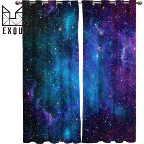 Curtains Starry Sky Colorful Space Universe Window Curtains For Living Room Kitchen Bedroom Drapes Kids Room Home Decor