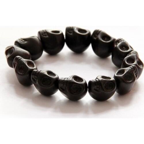 STENYA Black Skull Bracelets Stretch Cord Bbracelet Jewelry Elastic Natural Stone Designer Pulseras Wholesale lot bijoux