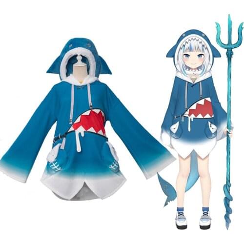 Anime Hololive English VTuber Gawr Gura Cosplay Costume Halloween Carnival Christmas Gift for Girl Women Shark Dress Cos C168M56