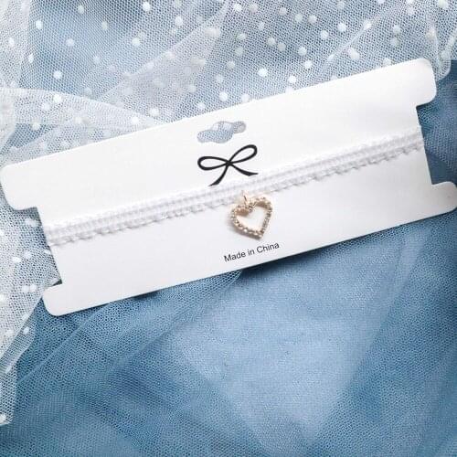Harajuku White Lace Ribbon Choker Necklaces for Women Fashion Sweet Heart Butterfly Pendant Dot Print Neck Jewelry Gift New FS75
