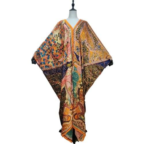 Winni 2021 Saudi Arabi New Fashion Silk Batwing Sleeve Kaftan Dress Traditional Muslim Abaya Women Boubou Summer Prayer Dress