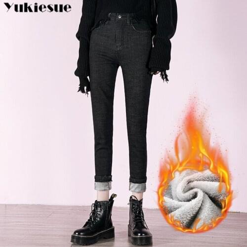 2020 winter warm flece thick womans jeans with high waist jeans woman mom jeans womens jeans for women jean femme Plus size