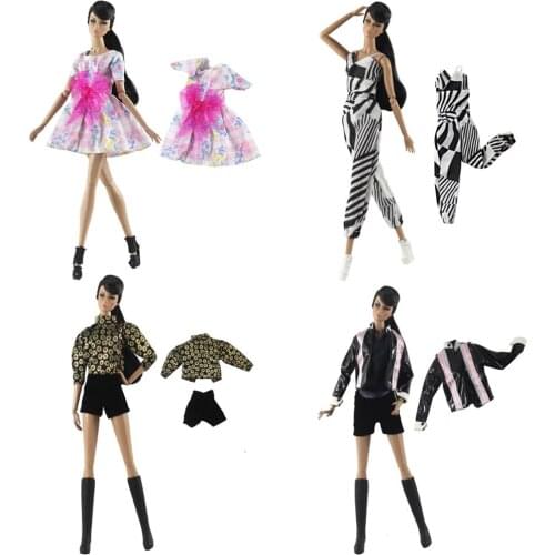 1 Set Fashion Outfit Dress Shirt Skirt Daily Casual Wear Accessories Clothes for Barbie Doll