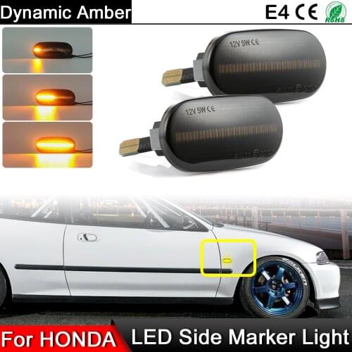 1 Pair For Honda CRX Civic Del Fit Integra Prelude S2000 Acura Front LED Side Marker Lamp Dynamic Amber Turn Signal Lights