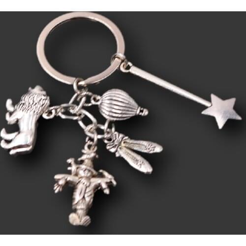 1pcs Dorothys Adventure Keychain DIY Jewelry Cowardly Lion Brainless Scarecrow Magic Wand Dance Shoes Hot Air Balloon Keyring