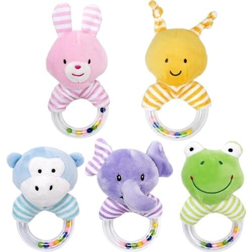 1Pcs Infant Plush Rattle Toys Cartoon Animal Pattern Kids Hand Grip Toys Early Educational Nice Gift for Baby