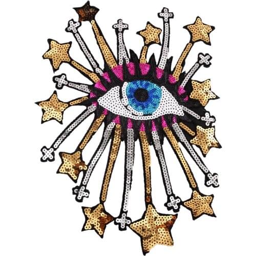 1Pc Eyes Star Patch Embroidered Clothes Patch Punk Iron On Patches For Clothing Badges Stickers Appliques