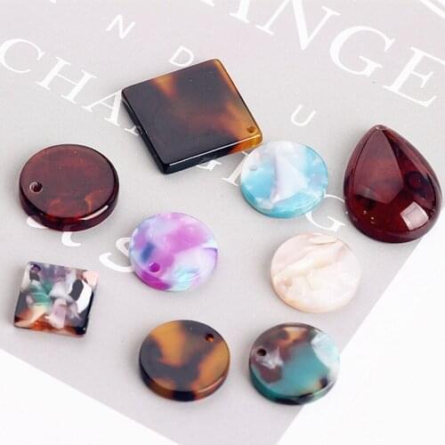 10pcs Acetic acid rubber plate square round drop Earrings Drop charm Ear Studs tag Jewelry handmade DIY headdress accessessories