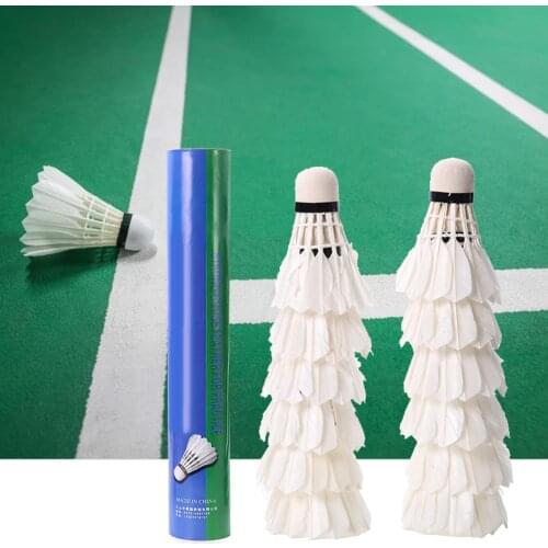 12PCS Geese Feather Shuttlecocks Badminton Outdoor Sport Shuttlecock White For Training Game Flying Stability Durable Balls