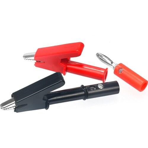 2/10/20pcs Black+Red Insulated 55mm Alligator Clip 4mm Banana Female Adapter Meter Test Probe Black Red Electrical Testing Kits