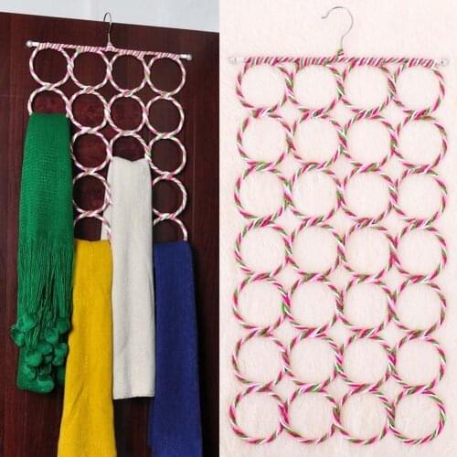 28 Ring Scarf Shawl Hangers for Clothes Holder Foldable Tie Belt Hook Organizer Rattan Weave Hanger Wardrobe Storage