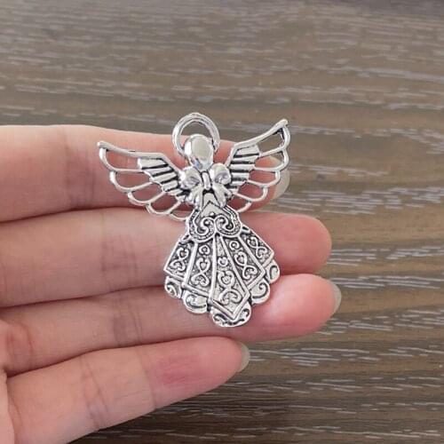 10PCS Zinc Alloy Big Fairy Angel Pendant Charm For Bracelet Necklace Earrings Bookmarks Key Chains DIY Jewelry Making