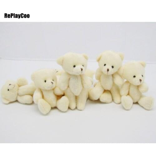 60PCS/LOT Kawaii Small Joint Teddy Bears Stuffed Plush 12CM Toy Teddy-Bear Mini Bear Ted Bears Plush Toys Wedding Gifts 020
