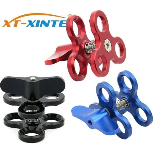 Aluminum CNC Camera Diving Ball Fixture Lights Arm Ball Butterfly Clip Triple Clamp Mount Adapter for Gopro 5 6