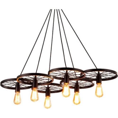 American country antique wheel chandelier creative personality restaurant bar iron loft industrial style Chandelier