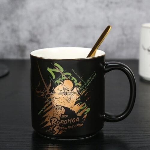 Anime ONE PIECE Monkey D. Luffy Water Cup Mug Cup Cosplay Gold stamping pattern Ceramics Cup Porcelain Cup Water cup Xmas Gifts