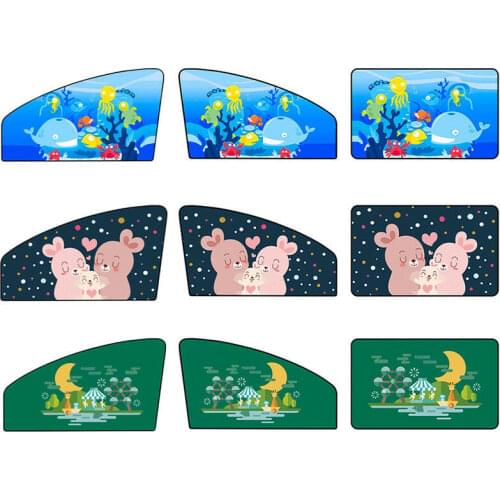 Car Auto Sun Shade Magnetic Curtain Cartoon Children Baby Window Sunshade Cover Sun Blocking Adjustable Sunscreen Solar UV Foils