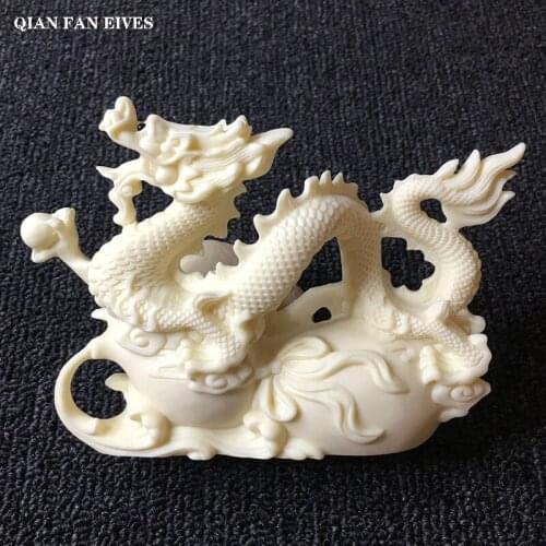 White Tamron statue，Modern art sculpture，Exquisite carving，Chinese zodiac auspicious dragon，High-end home decoration statue