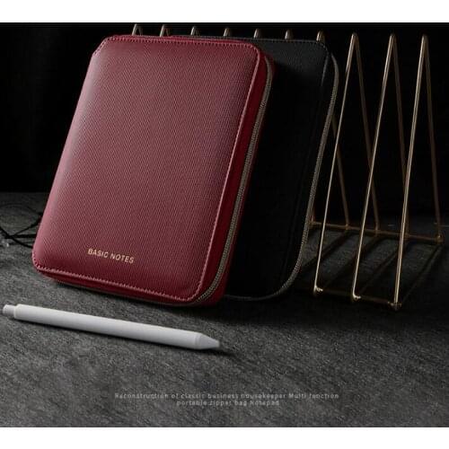 B6 PU Leather & flannel Notebook Exquisite Quality Zipper Notepad Annual Month Planner With Gift Box