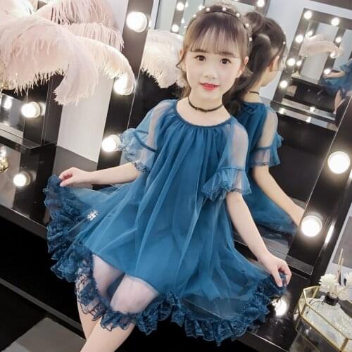 Children Girls Dress Summer Clothes Kids Baby Dresses Mesh Lace Princess Clothing Party Garment Fashion Dress