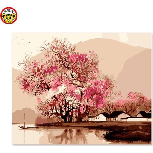 Painting by numbers art paint by number itself handmade DIY decoration drawing room bedroom sofa background hanging picture lake