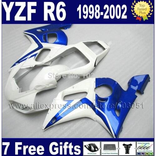 Custom free motorcycle fairings kit for YAMAHA YZF R6 1998 1999 2000 2001 2002 02 01 00 99 98 R6 aftermarket fairing
