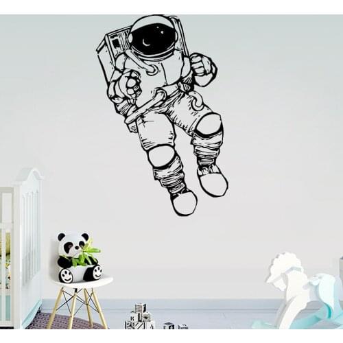 Cosmonaut Spaceman Moon Wall Stickers Vinyl Astronaut Kids Bedroom Wall Decals Nursery Home Art Wall Decoration Sticker Z437