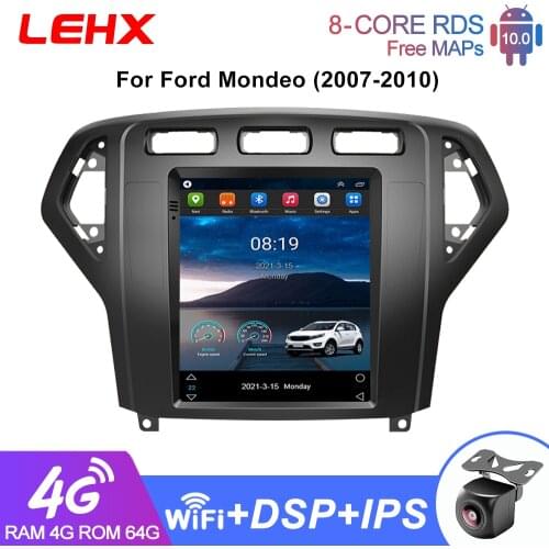 LEHX 9.7" 2Din Radio RDS Stereo Audio DVD Car Android Multimedia Video Player For Ford Mondeo 2007-2010 Tesla Vertical Screen