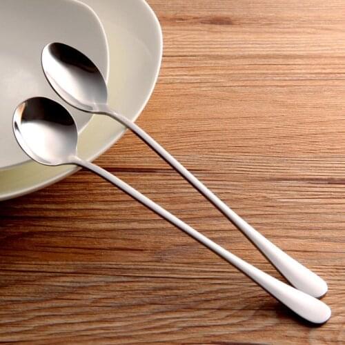Stainless Steel Long Handle Spoon Coffee Latte Ice Cream Soda Sundae Cocktail Scoop Free Shipping LX8271