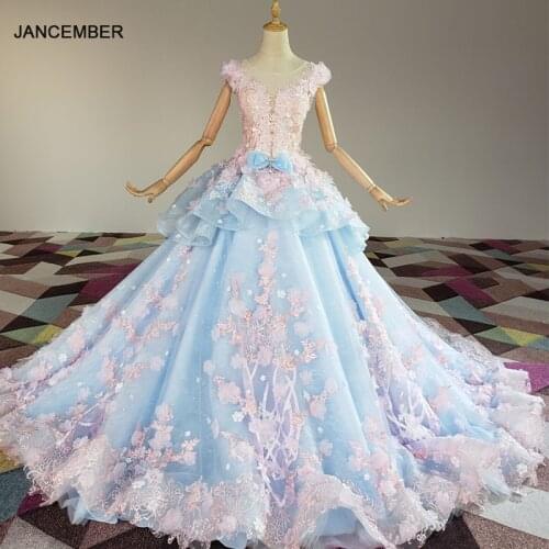 LS83920 Pink Flowers Appliques Beading Evening Dress 2020 Deep V-Neck Zipper With Back Christmas Party 2020
