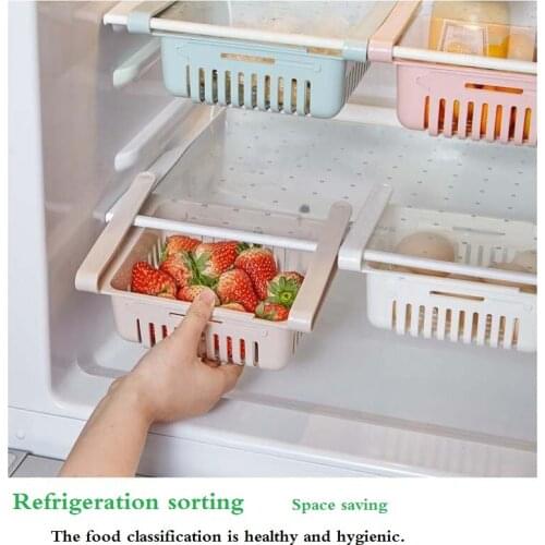 Mini ABS DIY Slide Kitchen Fridge Freezer Space Saver Organization Storage Rack Bathroom Shelf Rack Organizer Holder