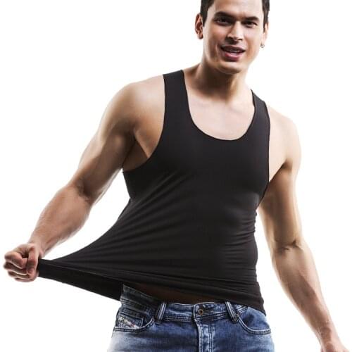 Men Sexy Undershirt Sleeveless Slim Tight Undershirts Ultra Thin Underwear Mens Muscle Vest Top Gym Sports Tank Tops Solid New