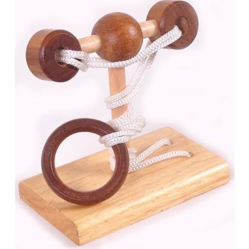 Desk Novelty 3D Wooden Rope Puzzle Test Mind Brain teaser Game Toys for Adults