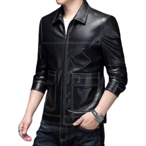 2159 New Fashion Autumn Clothing Mens Slim Short Coat Lapel Young Mens Leather Jacket