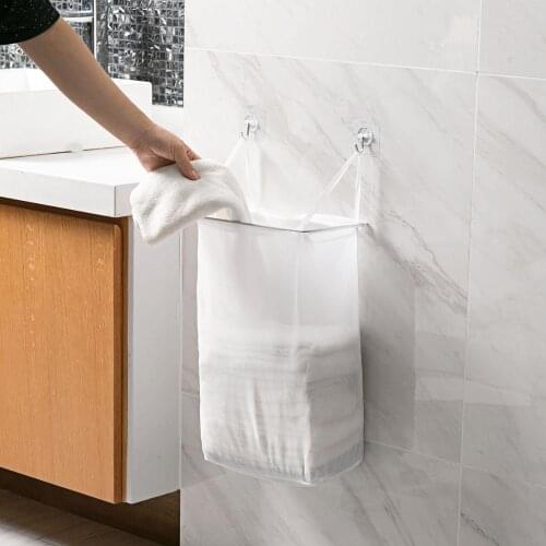 New Hot Simple Hanging Laundry Basket Clothing Organizer Foldable Laundry Hamper Laundry Bag Kids Toy Storage Buckets with Hooks