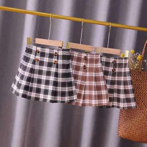 New Girls Plaid Skirt 2021 Kids School Girl Skirt Baby Pleated Skirts Children Clothing Outfits
