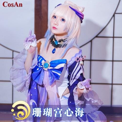 New Game Genshin Impact Sangonomiya Kokomi Cosplay Costume Elegant Formal Dress Female Activity Party Role Play Clothing XS-2XL