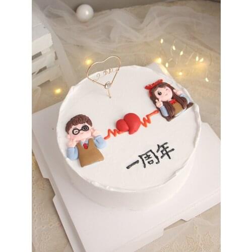 Baking Clay Wedding cartoon couple Cake Topper Happy Birthday Candle Balloon Dessert Table Dress Up Plugin Party Decor Supplies