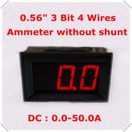 RD led Display Color 0.56" Digital Ammeter DC 0-50A amp 4 wires 3 digit car Current Panel Meter without Shunt 10 pcs / lot]