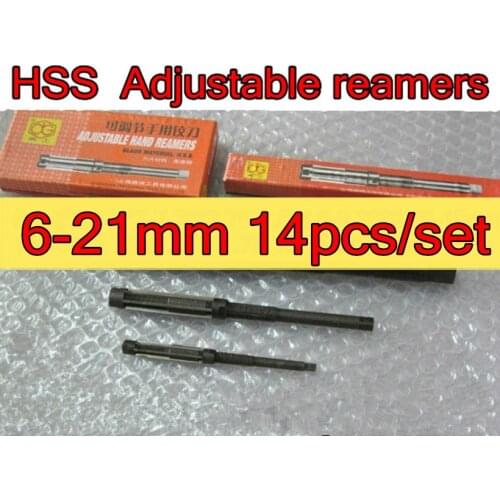 6-21mm 14pcs/set HSS Adjustable Hand reamers Free shipping