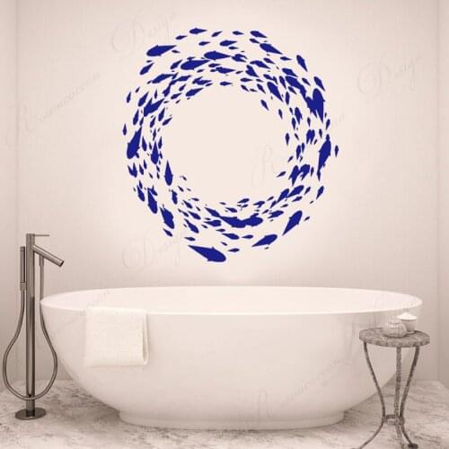 Shoal Of Fish Ocean Animal Wall Sticker Vinyl Home Bathroom Decor Accessories Decals Removable Waterproof Mural Wallpaper 4324