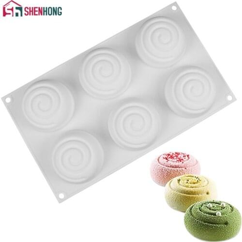 SHENHONG 6 Holes Ripple Silicone Mould Drip Art Mousse Cake Mold For Baking Home Party Wedding silikon Moldes silicona Baking
