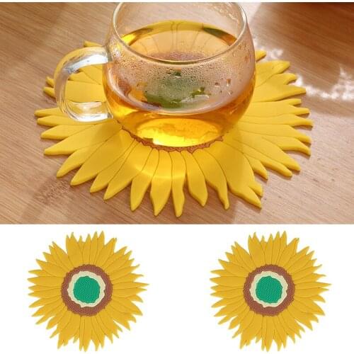 Nordic Dining Table Insulation Pad Sunflower Soft Rubber Round Heat-Proof Non-Slip Mat Kitchen Multi-Function Insulation Pad