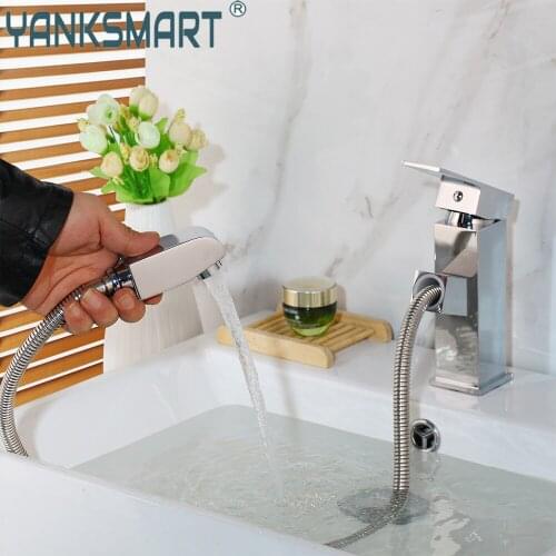 Bathroom basin faucet chrome Pullable sprayer faucet bathroom Cylindrical flow Novel design taps